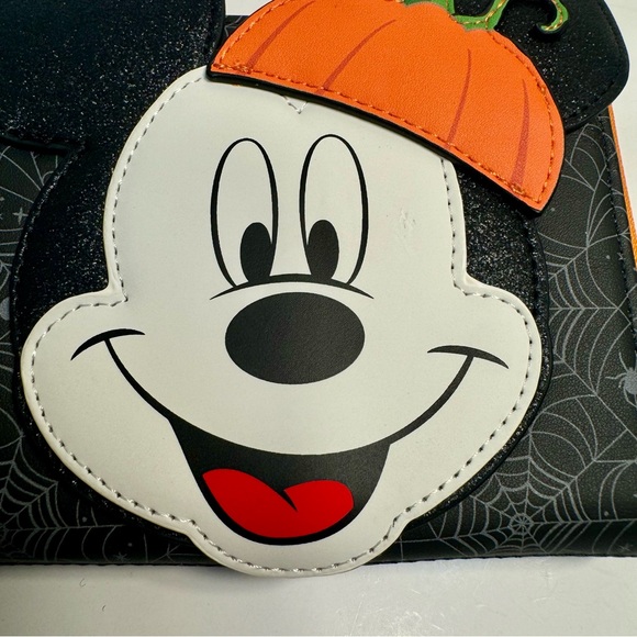 NWT. Disney Loungefly Mickey Pumpkin Zip Around Wallet. Glows in the dark! - Picture 4 of 14